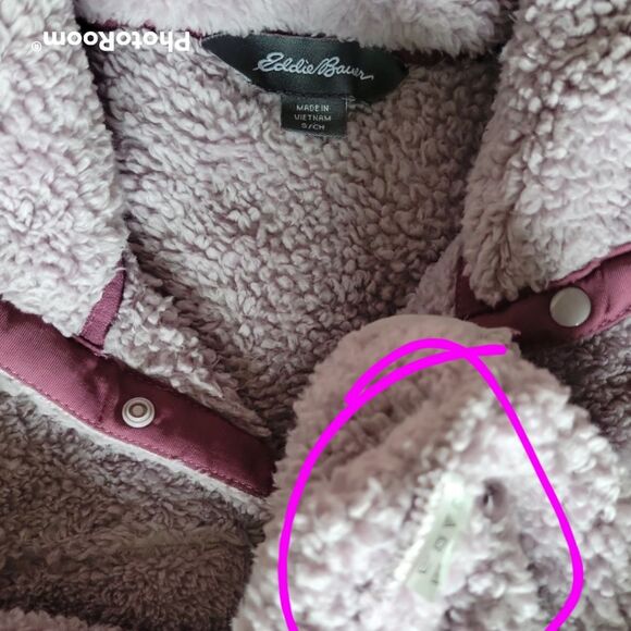 Eddie Bauer Purple Teddy Bear Fuzzy PopOver Jacket - S - Picture 10 of 10